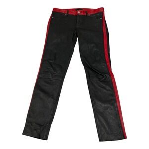 R+A Ryland 2 Tone 100% Lambskin Leather Mid Rise Skinny‎ Pants Jeans Women Sz 28